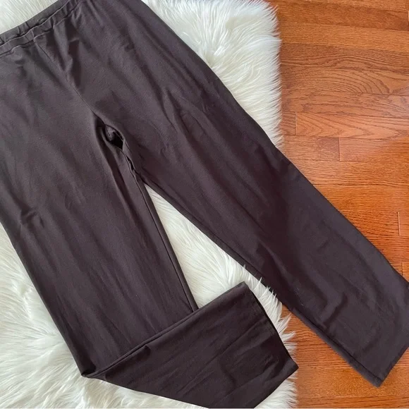 Eileen Fisher Brown Pants Size Large Pull On Viscose Blend Straight Leg - Picture 1 of 5